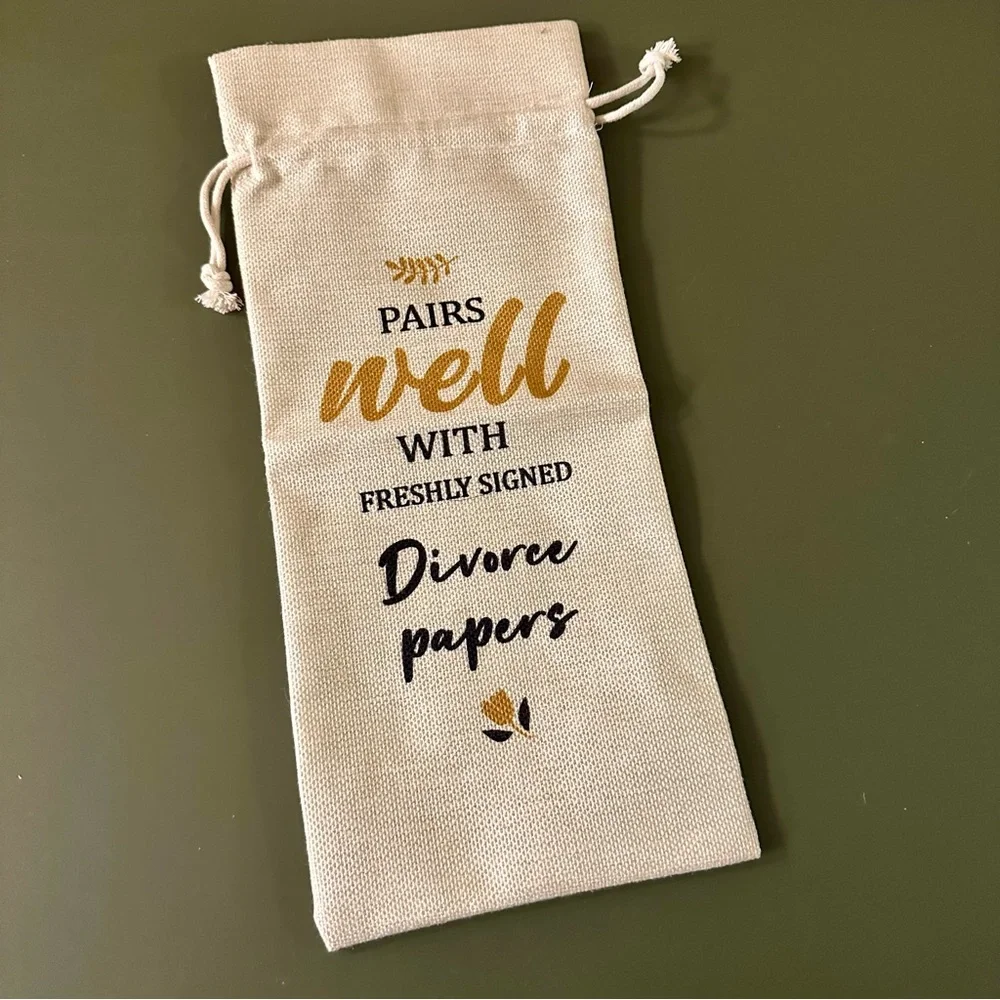 NWOT New Wine Bag Pairs Well With Divorce Papers